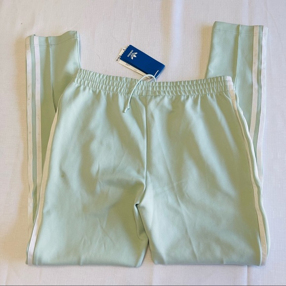 🌟Sold ADIDAS joggers Adidas TRACK PANTS mint green white strips sporty chic ath - Picture 12 of 13